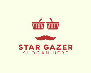 Shopper Man Mustache logo design