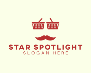 Shopper Man Mustache logo design