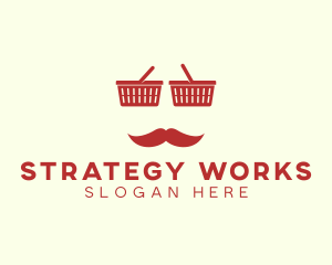 Shopper Man Mustache logo design