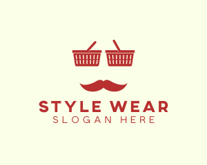 Shopper Man Mustache logo design