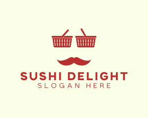 Shopper Man Mustache logo design