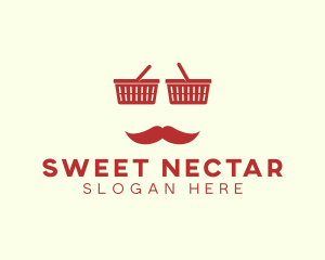 Shopper Man Mustache logo design