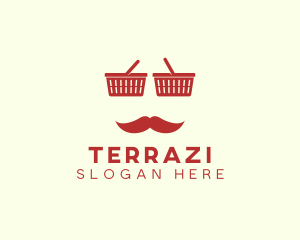 Shopper Man Mustache logo design