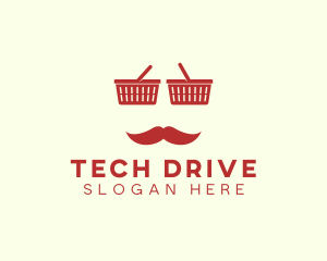 Shopper Man Mustache logo design