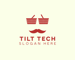 Shopper Man Mustache logo design