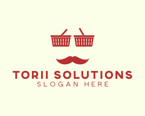 Shopper Man Mustache logo design