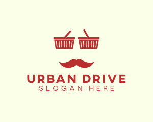 Shopper Man Mustache logo design