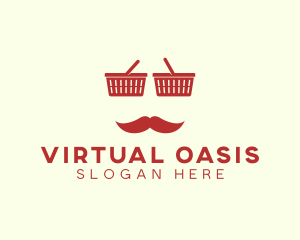 Shopper Man Mustache logo design