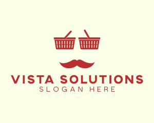 Shopper Man Mustache logo design