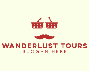 Shopper Man Mustache logo design