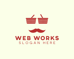 Web - Shopper Man Mustache logo design