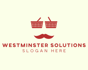 Shopper Man Mustache logo design