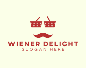 Shopper Man Mustache logo design