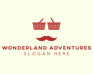 Shopper Man Mustache logo design