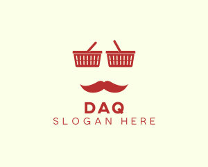 Shopper Man Mustache logo design