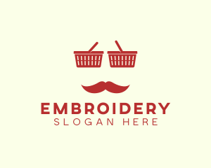 Shopper Man Mustache logo design