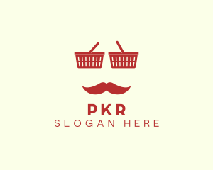 Shopper Man Mustache logo design