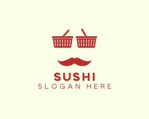 Shopper Man Mustache logo design