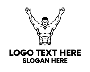 Black And White - Strong Muscle Man logo design
