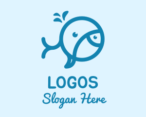 Aquarium Fish - Blue Whale Fish logo design