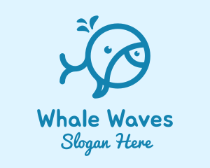 Blue Whale Fish logo design