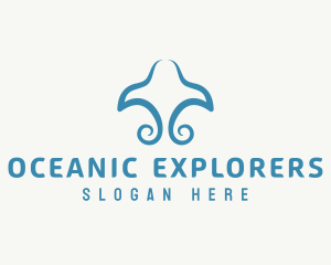 Marine Biology - Blue Stingray Swirl logo design