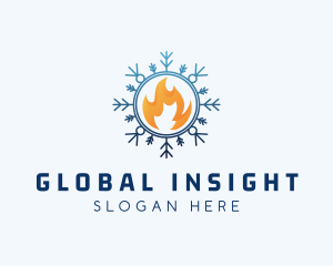 Flame - Fire Snowflake Cooling logo design