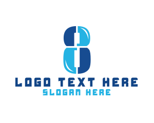Shiny - Modern Digital Number 8 logo design