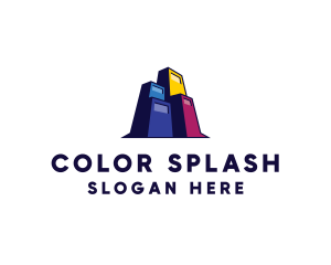 Colorful Building Contractor logo design