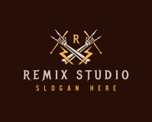 Skeleton Rock Drumsticks logo design