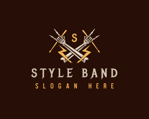 Skeleton Rock Drumsticks logo design