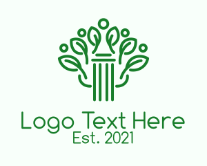 Vegan - Green Pillar Plant logo design