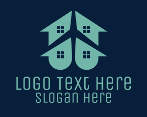 Apartment - House Apartment Airplane logo design
