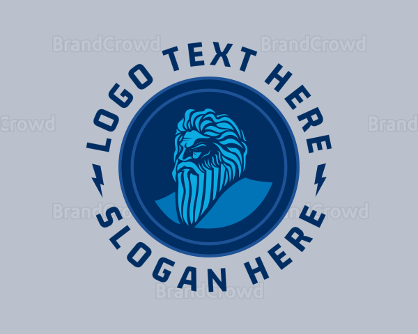 Blue Circle Beard Man Logo