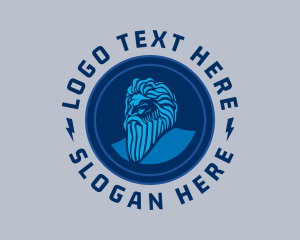 Poseidon - Blue Circle Beard Man logo design