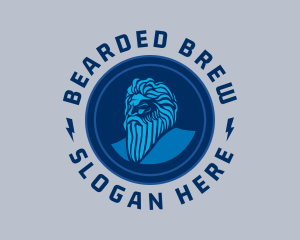 Blue Circle Beard Man logo design