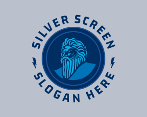 Oldman - Blue Circle Beard Man logo design