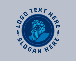 God - Blue Circle Beard Man logo design