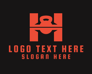 Personal Trainer - Kettlebell Letter H logo design