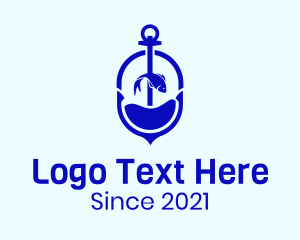 Nautical - Blue Sea Anchor Fish logo design