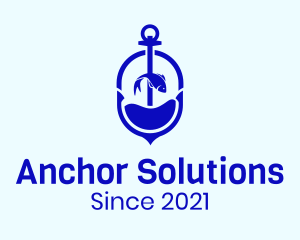 Blue Sea Anchor Fish logo design