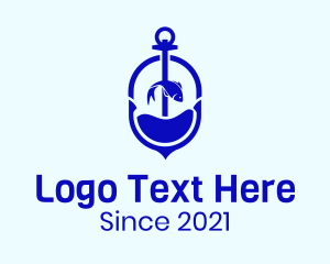 Shipyard - Blue Sea Anchor Fish logo design