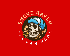 Skull Cigar Smoke logo design