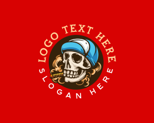 Tobacco - Skull Cigar Smoke logo design