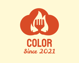 Cutlery - Orange Cloud Cooking logo design