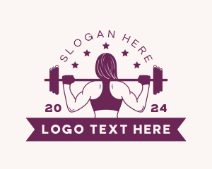 Muscles - Woman Barbell Gym logo design