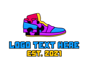 Foot-locker - Multicolor Puzzle Shoe logo design