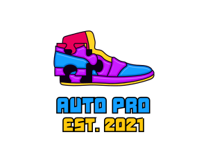 Dancing-shoes - Multicolor Puzzle Shoe logo design