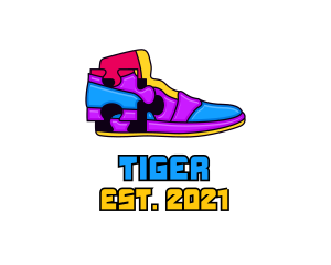 Athlete-shoes - Multicolor Puzzle Shoe logo design