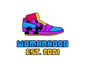 Women Apparel - Multicolor Puzzle Shoe logo design